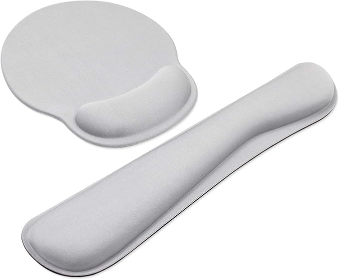 Ergonomic Keyboard Mouse Pad Wrist Rest Support Set for Laptop/Computer/Desktop,Memory Foam Hand Rest Wrist Cushion for Gaming/Office,Lightweight Comfortable (Greyish White)