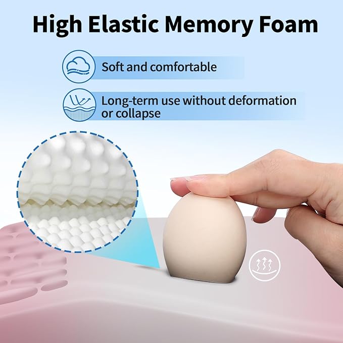 YIWEI Ergonomic Mouse Pad with Wrist Rest - Comfortable Office Mousepad with Memory Foam Wrist Support for Carpal Tunnel Relief, Mouse Pads with Non-Slip Base for Gaming and Home (Gradient Pink)