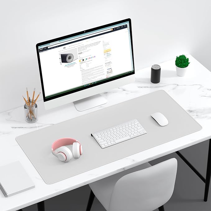 Dapesuom Large Gaming Mouse Pad, Extended Mouse Mat with Stitched Edges, Full Size Keyboard Pad with Non-Slip Base, Big XXL Computer Desk Mats for Gamer, Laptop, Office, 35.5 x 15.7in, Space Gray