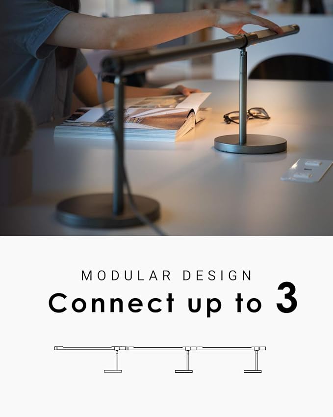 Allocacoc LED Desk Lamp, LightStrip, 360 Degree, Touch Control, Slide, Swipe to Adjust Brightness, Light Saber, Modular, Link to Extend, USB-C, Modern, Fun, Home, Office, Bedroom (Warm)