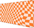 Orange Checkered Large Mouse Pad, Boho Pink Desk Mat Pad, Extended Kawaii Mousepad Stitched Edges Keyboard Mouse Mat, Desk Accessories for Women Office Gaming Decor, 35.4 x 15.7 in