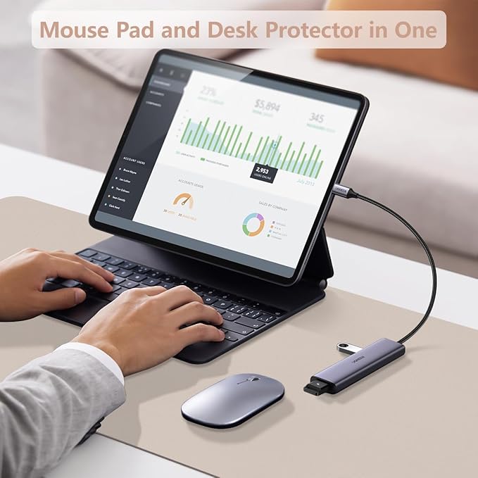 Beige Desk Mat, 31.5"×15.7" Desk Matt for Desktop, Waterproof Keyboard Pad, Computer Mats for Desktop, Large Mouse Pad, Non-Slip Computer Mat for Office Home - Cream Powder