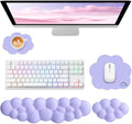 Cloud Wrist Rest for Computer Keyboard, 4-in-1 Memory Foam Leather Cloud Keyboard Wrist Rest and Mouse Pad Set with Ergonomic Support for Arm and Palm Cushion, Gaming/Work Setup, Purple