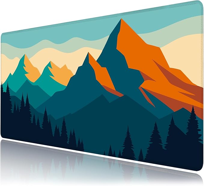 Desk Mat, Mountain Forest XXL 35.4"x15.7"Large Gaming Mouse Pad, 3mm Thick Gaming Keyboard Pad,Desk Pad Non-Slip Rubber Base with Stitched Edges for Office Game Home Decor