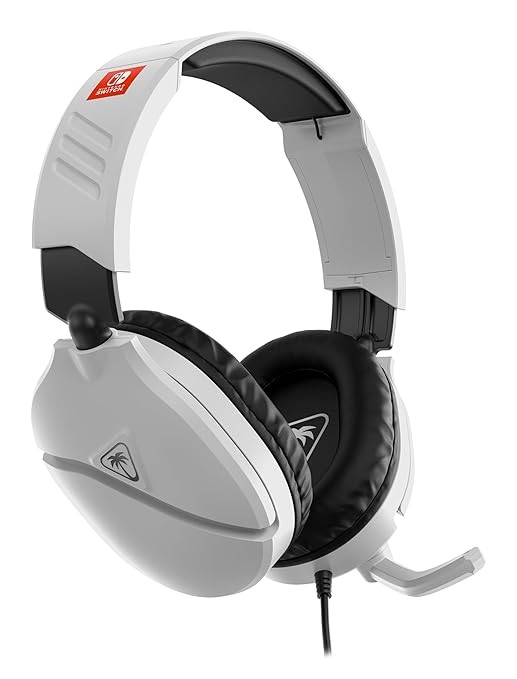 Turtle Beach Recon 70 Wired Gaming Headset - Licensed for Nintendo Switch 2, Nintendo Switch/Lite/OLED, Flip-to-Mute Mic, Adjustable, Lightweight headphones, On-Ear Controls, 40mm Drivers, Black/White