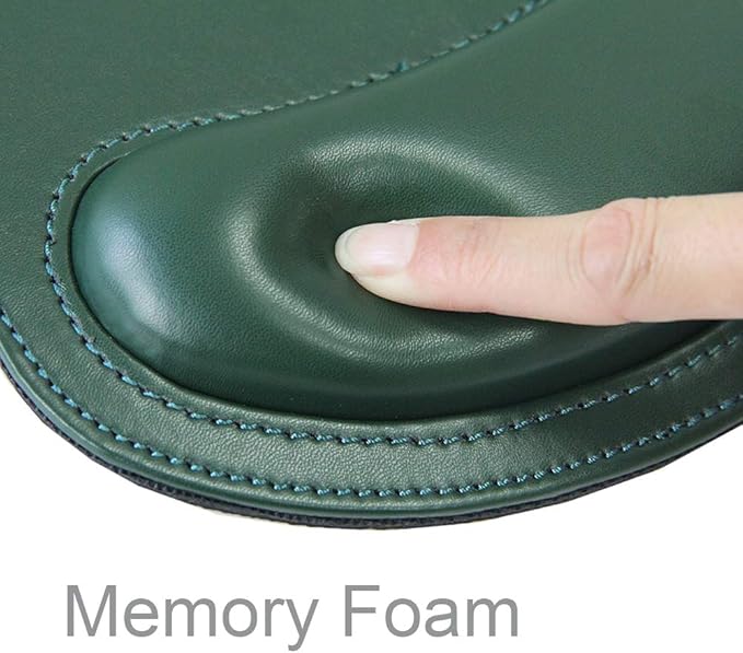 RICHEN Ergonomic PU Leather Keyboard Wrist Rest and Mouse Pad with Wrist Support, Memory Foam Set for Computer/Laptop,Gaming and Office, Comfortable for Easy Typing (Dark Green)