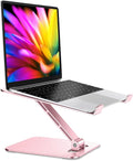 Foldable Laptop Stand, Height Adjustable Ergonomic Computer Stand for Desk, Aluminum Portable Laptop Riser Holder Notebook Mount Compatible with MacBook Pro Air, HP, Dell 10-16"(Rose Gold)