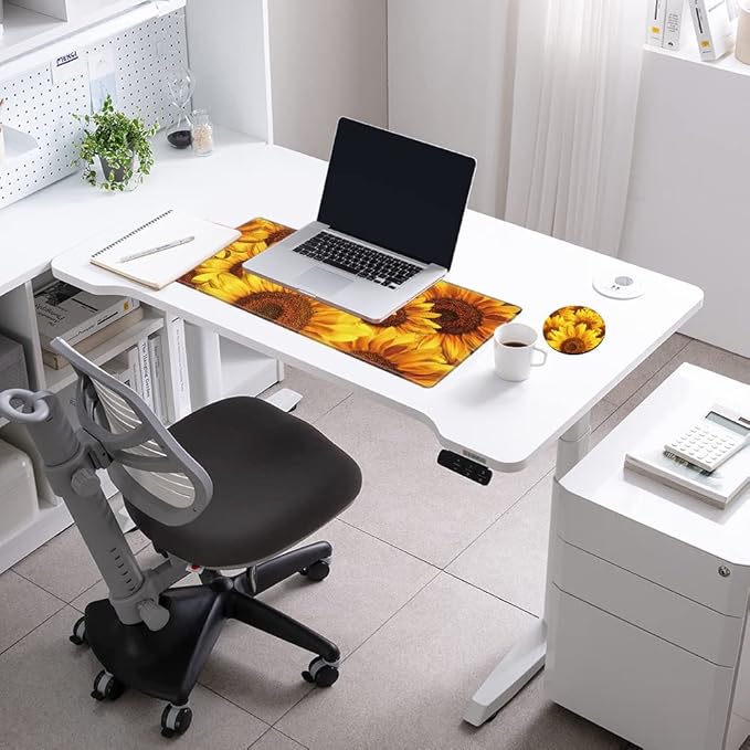 Sunflower Mouse Pad 24x12 Desk Pad XL Mousepad Gaming Desk Mat for Desktop Extended Computer Mat Large Mouse Pads for Wireless Mouse Office Laptop Accessories Gift