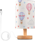 Balloon Cloud LED Table Lamp, Bedside Lamp with Linen Lampshade, Flicker-Free Eye Care USB Plug in Nightstand Lamp, for Bedroom and Office