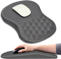 Hokafenle Ergonomic Mouse Pad Wrist Support with Massage Design, Wrist Rest Mousepad with Memory Foam&Non-Slip PU Base, Mouse Pads for Wireless Mouse & Desk (12x8 inch,Light Grey)