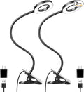 Desk Clip on Lamp for Reading Home Office, with 5V 2A Adapter, 10 Dimmable Brightness 3 Modes, Clamp Reading Light for Bed Headboard, Craft (2packs, Black)…