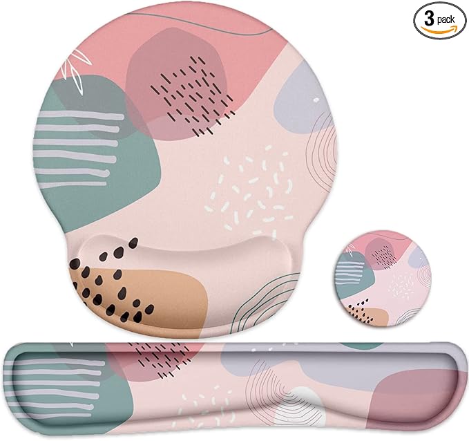Lateefah Mouse Pad with Wrist Rest, 3-in-1 Gaming Mouse Pad, Keyboard Wrist Rest, Ergonomic Memory Foam Mousepad with Wrist Support for Computer Keyboard
