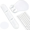 Ospelelf Mouse Pad with Wrist Rest Set Gel Ergonomic Keyboard Wrist Support Anti-Slip Rubber Bottom Office Women Desk Accessories for Computer, Laptop and Gaming, Clear