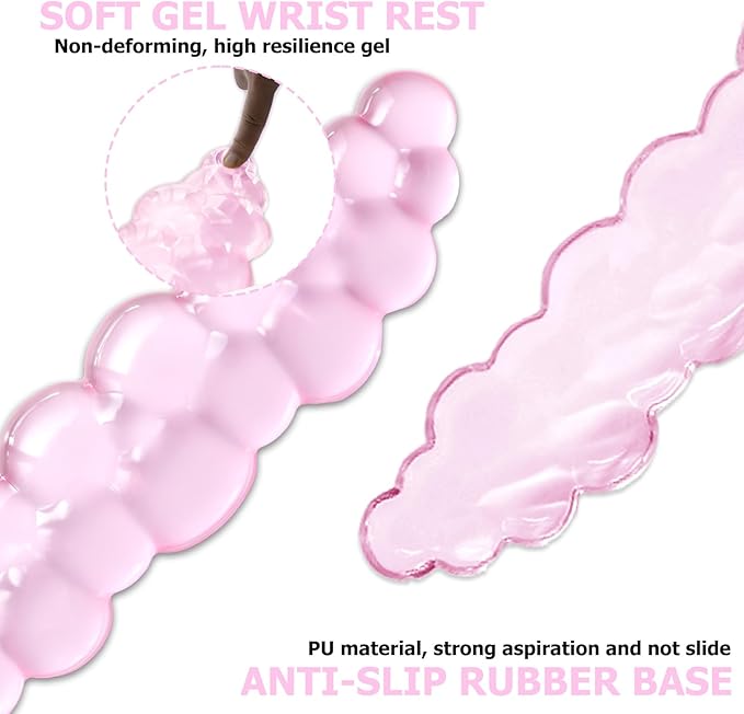 Gel Cloud Wrist Rest Keyboard, Cute Wrist Rest for Computer Keyboard, Ergonomic Keyboard Wrist Rest and Soft Mouse Wrist Rest for Typing, Suitable for Office, Home, Computer, Gaming, Pink