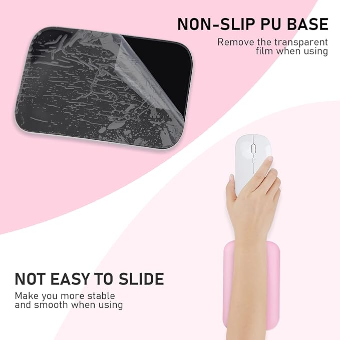 Leolee Elbow Rest Pads for Desk, Pink Ergonomic Wrist Rest Pad Arm Rest Pads with Memory Foam & Non-Slip Base, Armrest Cushion Support Pad Relieve Elbow and Wrist Pain for Computer, Office, 2 Packs
