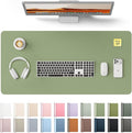 YSAGi Leather Desk Protector, Office Mat, Large Mouse Mat, Non-Slip PU Leather Blotter, Laptop Desk, Waterproof Writing Pad for Office and Home (Bamboo Green, 35.4" x 17")