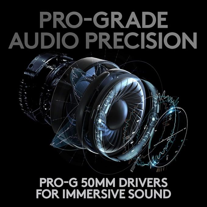 Logitech G PRO X Wireless Lightspeed Gaming Headset with Blue VO!CE Mic Filter Tech, 50 mm PRO-G Drivers, and DTS Headphone:X 2.0 Surround Sound, 20+ Hour Battery Life - Black