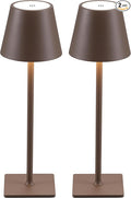 KDG 2 Pack Cordless Table Lamp,Portable LED Desk Lamp, 4000mAh Battery Operated, 3 Color Stepless Dimming Up, for Restaurant/Bedroom/Bars/Outdoor Party/Camping/Coffee Shop Night Light(Brown)