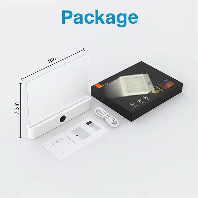 LED Panel for Full Page Eye Care Light - Rechargeable Book Light for Reading at Night - 3 Color, Dimmable with Auto-Off Timer,Gift