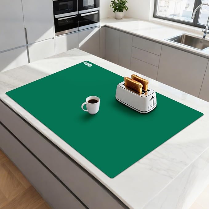 Extra Large Silicone Mat for Resin 36.2" x 24", 2MM Thick Silicone Craft Mat for Table, Multifunction Silicon Matt for Kitchen Countertop Protector Heat Resistant Placemat by Foepoge(Dark Green)