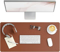 Smead Desk Pad, Vegan Leather Desk Mat with Non-Slip Faux Suede Backing, Perfect Desk Organizer for Office Decor, 31.5” x 15.7” Medium, Saddle (64832)