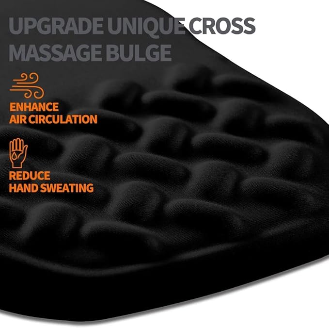 3-in-1 Ergonomic Mouse Pad Set with Keyboard Wrist Rest Support & Cable Organizer – Memory Foam Wrist Support, Non-Slip Base – Ideal for Office & Gaming – Gift Box – Black-Meeshoo