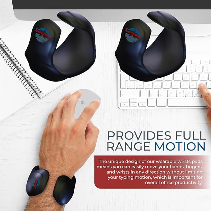 Wearable Gaming Wrist Rest for Keyboard, Mouse pad, Laptop, and PC Work or Gamer Support. (Black, X-XL)