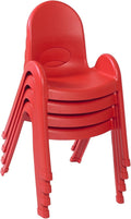 Angeles Value Stack 13" Child Chair, Candy Apple Red, 4 Pack, Stackable Ergonomic Seating Solution for Classrooms and Homeschools