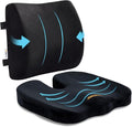SAIREIDER Seat Cushion and Lumbar Support Pillow for Office Chair, Memory Foam Car Seat Cushions Back Support Pillows, Help Relieve Pain of Back, Lumbar, Tailbone and Sciatic Nerve（Black）