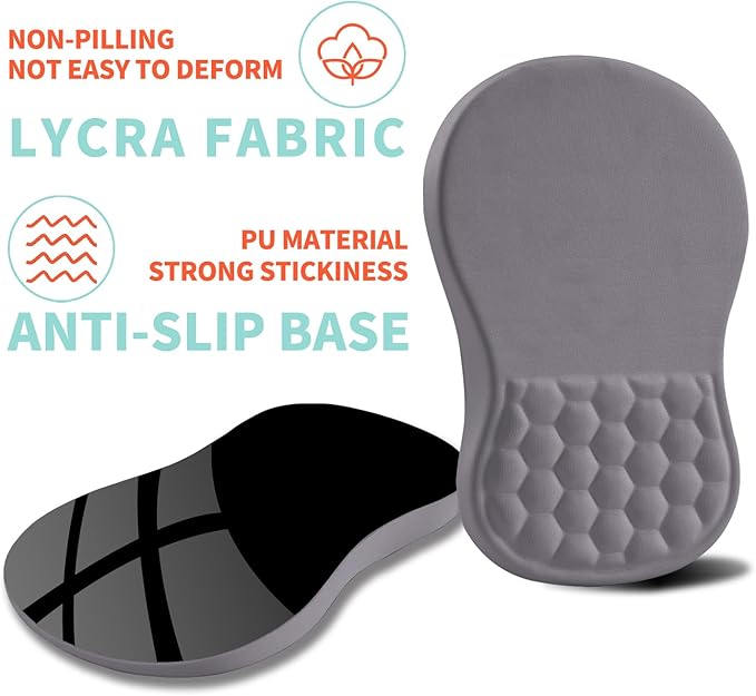 Ergonomic Mouse Pad Wrist Support with Memory Foam Massage Bulge, Carpal Tunnel Mousepad Wrist Rest for Mouse(12x8 inch, Silver Gray Light Purple)