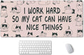 SSOIU Funny Cats Quote Extended Gaming Mouse Pad (35.5x15.7 in), Large Non-Slip Rubber Base Mousepad with Stitched Edges, Waterproof Keyboard Mouse Mat Desk Pad for Work, Game, Office, Home