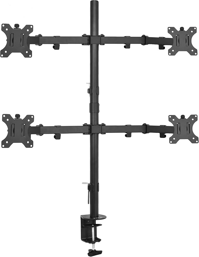 VIVO Quad 13 to 30 inch LCD Monitor Desk Mount, Fully Adjustable Stand with Tilt and Swivel, Holds 4 Screens with Max VESA 100x100, STAND-V004