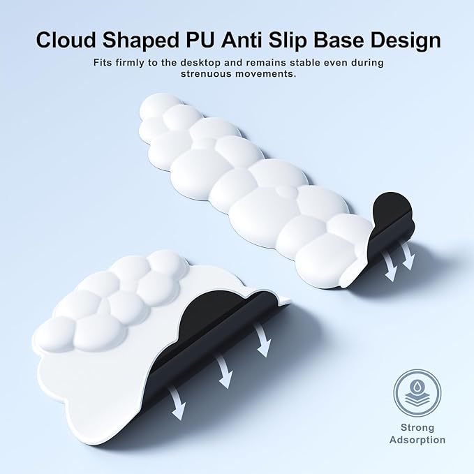 Cloud Mouse Pad with Wrist Rest, Cloud Keyboard Wrist Rest, Mouse Pad Wrist Support, Ergonomic Keyboard Mouse Wrist Support White
