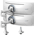 Dual Monitor-Arm Heavy-Duty for 17-49-inch Screens - Vertical Stacked Dual Monitor Mount Stand for Ultrawide Screens up to 44lbs, Aluminum,Full Motion, VESA 75/100 mm, White