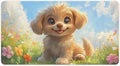 Large Ergonomic Gaming Mouse Pad Happy Puppy in Sunny Field - Lovable Dog Theme with Non-Slip Base Water-Resistant Surface and Stitched Edges 40X75cm