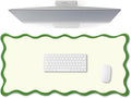 Scalloped Desk Mat Large Scalloped Piping Cute Desk Mat Aesthetic Preppy Table Pad Large Nonslip Pad with Edge Stitching Waterproof Gaming(Green,31.5 x 15.75 Inches)