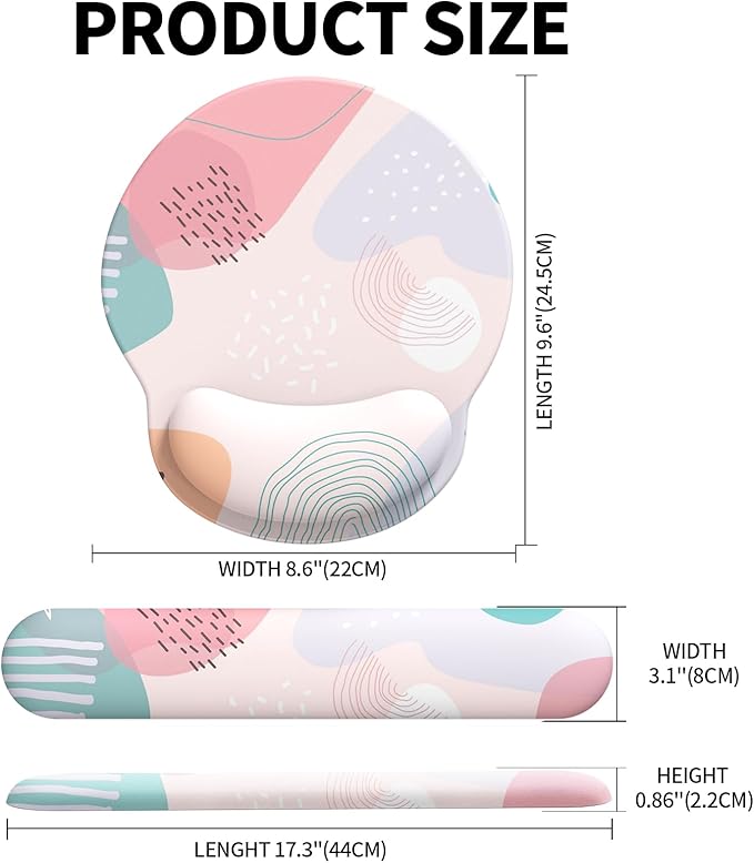 eulps Mouse Pad Wrist Support, Ergonomic Memory Foam Keyboard Wrist Pad & Gel Wrist Rest Set for Computer Keyboard for Easy Typing for Office & Home (Floral Fantasy Set)
