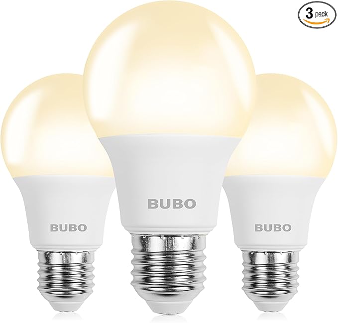 BUBO A19 LED Light Bulbs, 40 Watt Equivalent LED Bulbs, Warm White 3000K, 550 Lumens, E26 Standard Base, Non-Dimmable, 5W Warm White LED Bulbs for Bedroom Living Room Home Office, 3 Pack