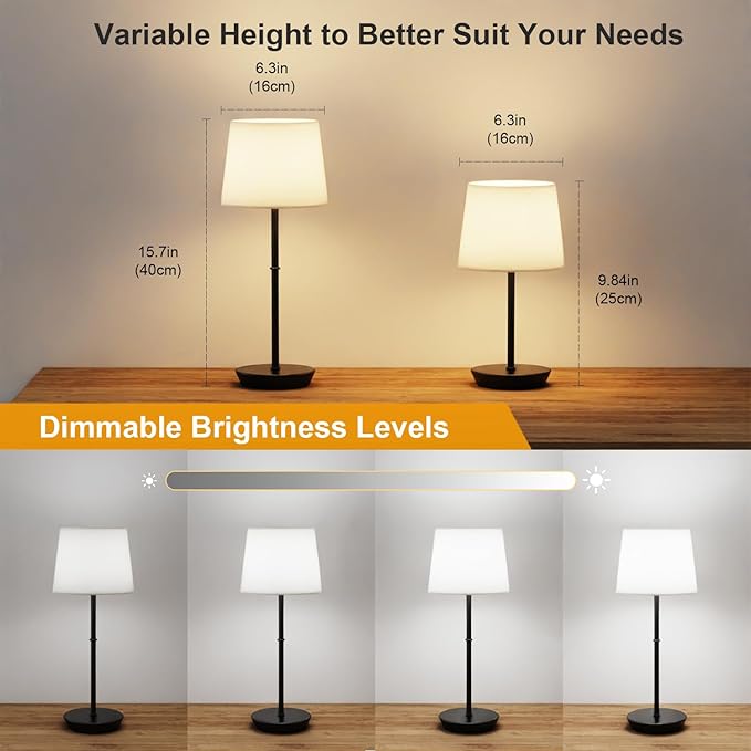 Rechargeable Table Lamp, 5000mAh Battery Powered Cordless Desk Lamp with Dimmable Magnetic RGB Bulbs & Remote, Mini Touch Lamp for Living Room, Restaurant, Kitchen Counter, Bedside