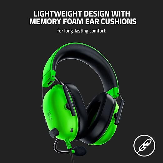 Razer BlackShark V2 X Gaming Headset: 7.1 Surround Sound - 50mm Drivers - Memory Foam Cushion - for PC, PS4, PS5, Switch - 3.5mm Audio Jack - Green