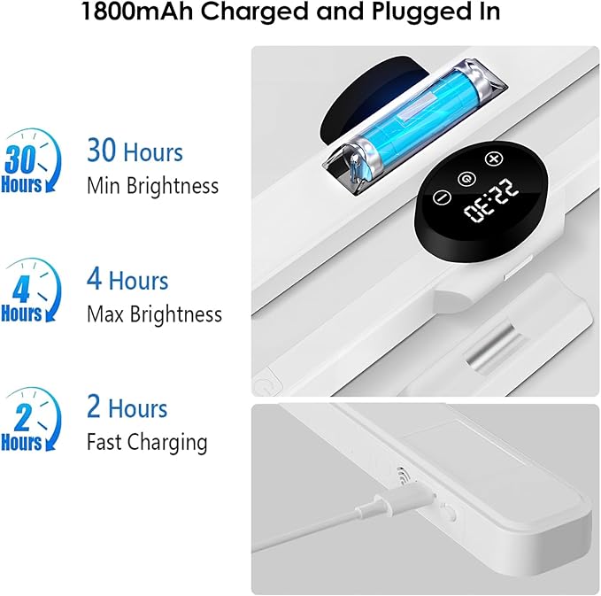BY-J 21.6" Dimmable Mirror Lights,3 Colors Adjustable Wall Light with Led Light Bar,1800mAh Rechargeable Battery Makeup Light, Magnetic Light Bar for Cabinet,Kitchen,Closet,Bedside,Desk