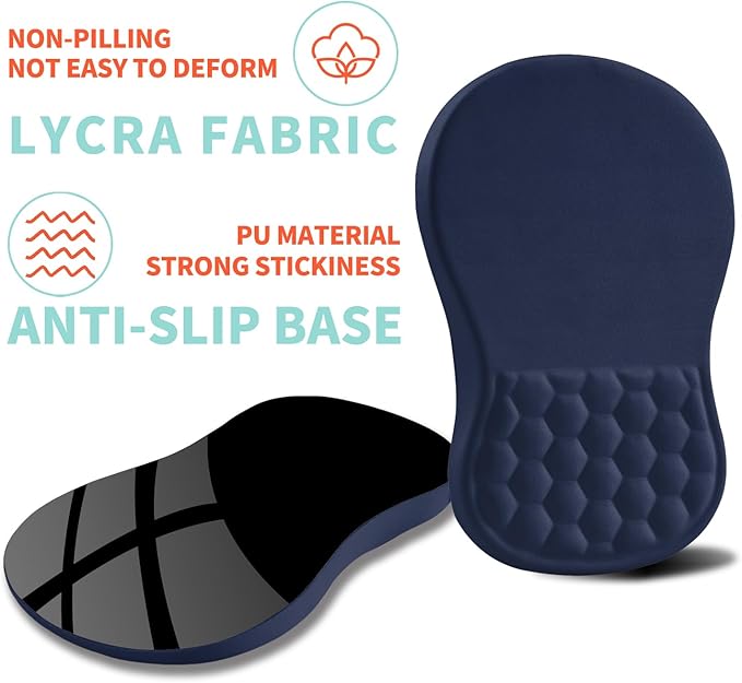 Ergonomic Mouse Pad Wrist Support with Memory Foam Massage Bulge, Carpal Tunnel Mousepad Wrist Rest for Mouse(12x8 inch, Dark Blue)