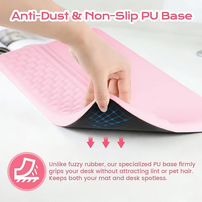 Keyboard Wrist Rest with Ergonomic Height - Computer Keyboard Stand & Soft Cushioned Pad for Wrist - Non-Slip Typing Support for Office, Gaming & Home (Pink)