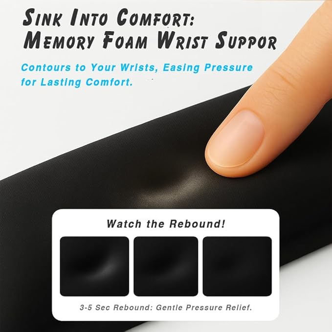 Ergonomic Wrist Rest Set for Keyboard and Mouse | Cooling Gel & Slow-Rebound Memory Foam Palm Support Pad | Luxe Leather, Minimalist, Non-Slip PU Base for Office, Laptop & Gaming (04Green)