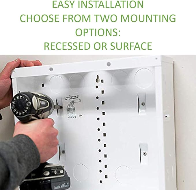 Legrand - On-Q 42-Inch Structured Wiring Enclosure with Screw-On Cover - in-Wall 20-Gauge Media Box with 2.5" Wire Pass Throughs & 2X Outlet Knockouts - Glossy White - EN4200