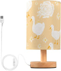 Beige Duck LED Table Lamp, Bedside Lamp with Linen Lampshade, Flicker-Free Eye Care USB Plug in Nightstand Lamp, for Bedroom and Office