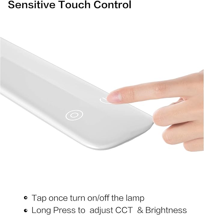 LED Desk Lamp With Clamp, 10W Gooseneck Lamps Touch Control,Swing Arm Clamp Lamp, Architect Clamp Desk Lamp Dimmable,Nail Lamp for Desk Table (White)