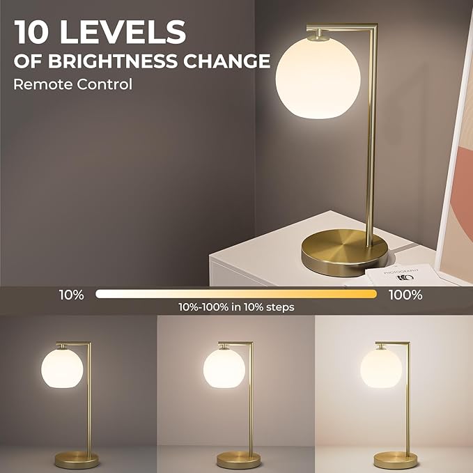 MOITA Cordless Table Lamp for Bedroom, Large LED Lamp for Living Room with Frosted Glass Shade, Bedside Lamps with Remote for Nightstand, 12 RGB Colors and 3 CCT Options