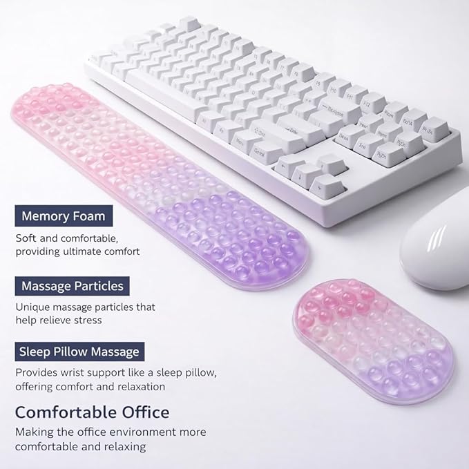Cute Ergonomic Gel Jelly Wrist Rest for Office & Gaming, Support to Relieve Wrist Fatigue, Non-Slip Gel Pad for All-Day Typing Comfort, Won’t Flatten or Lose Shape After Long-Term Use