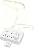 LED Desk Lamp, Power Outlet with Dimming Night Light Desk Light,Table Lamps 3 Lighting Modes Desktop Charging Extension Lead 4 AC Power Outlet and 2 USB Charging Ports for Travel Home Office